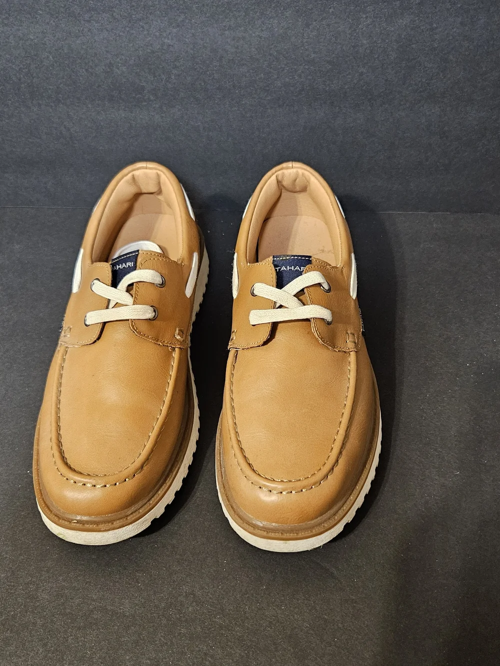Tahari  Youth  Tan Leather Boat Shoes